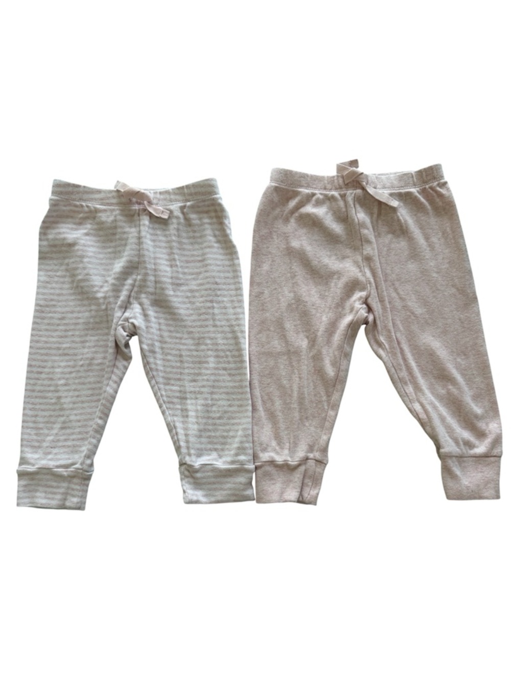 Set of 2 Organic Cotton Baby Girl Leggings – Pink & Striped | 12-18M